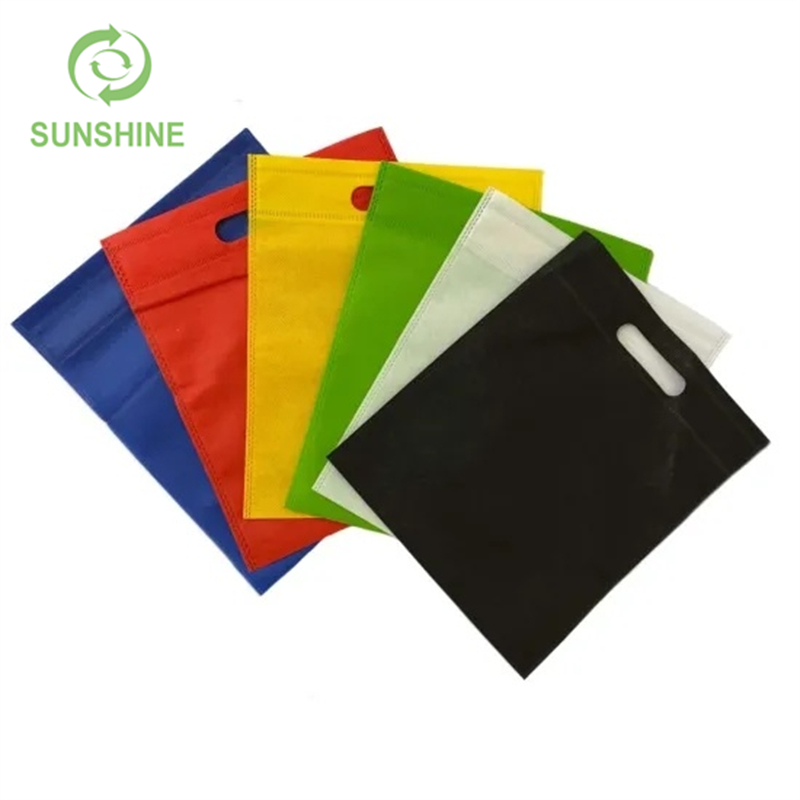 彩色 45-70gsm 100%pp 纺粘 D 型切割无纺布购物袋，带徽标